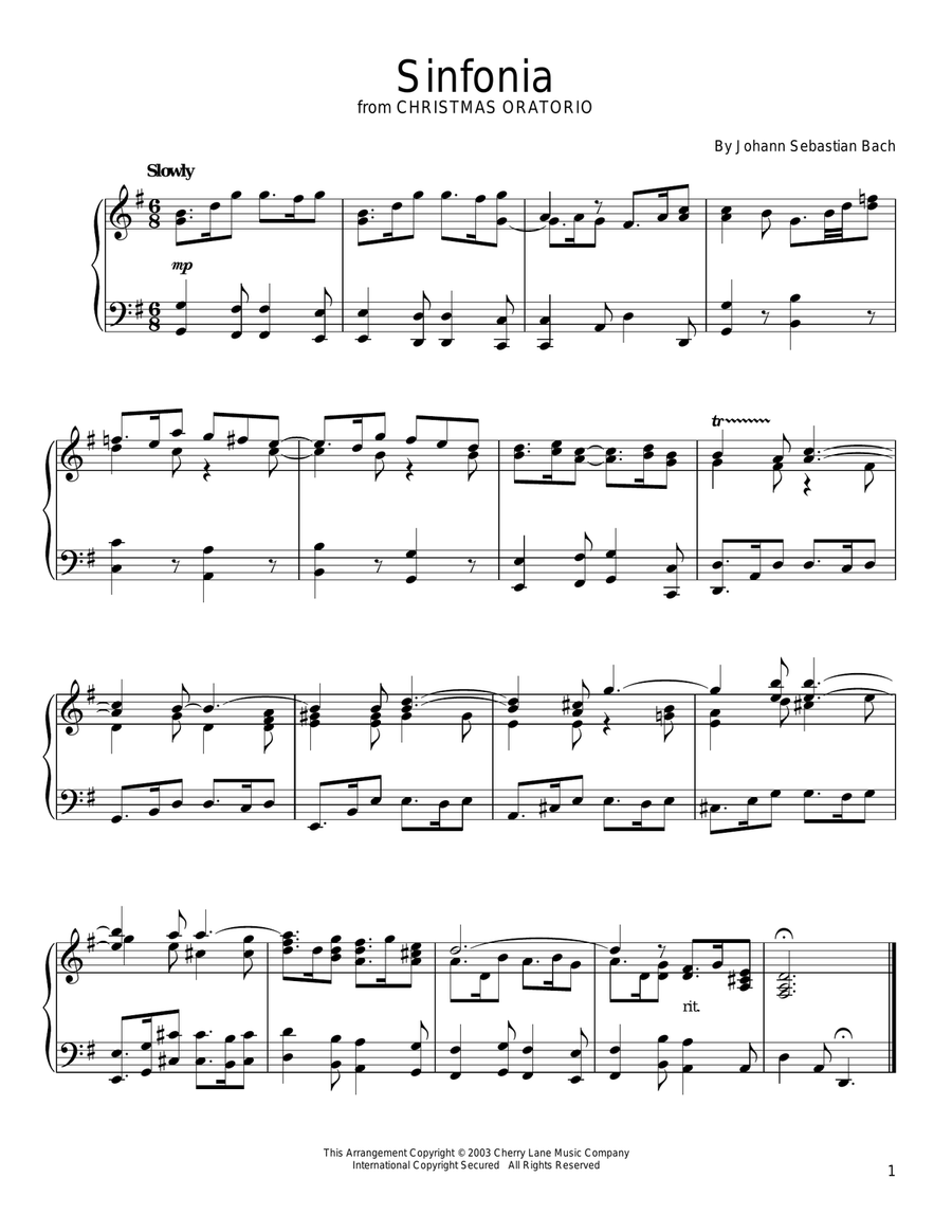 Sinfonia Piano Solo scores gallery preview page 1
