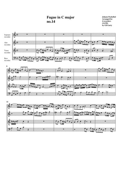 Fugue in C major no.14 (arrangement for 4 recorders) image number null