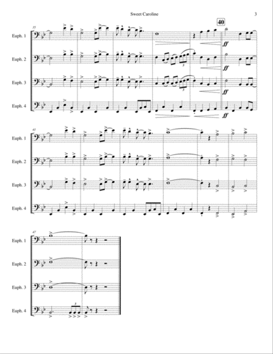 Sweet Caroline Sweet Caroline Brass Ensemble scores gallery preview page 3