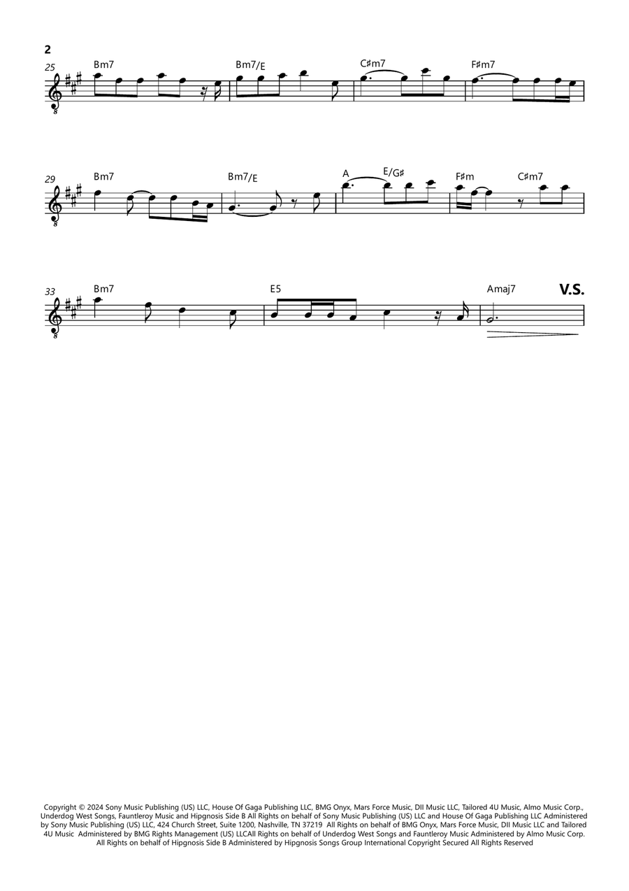 Die With A Smile Piano scores gallery preview page 2