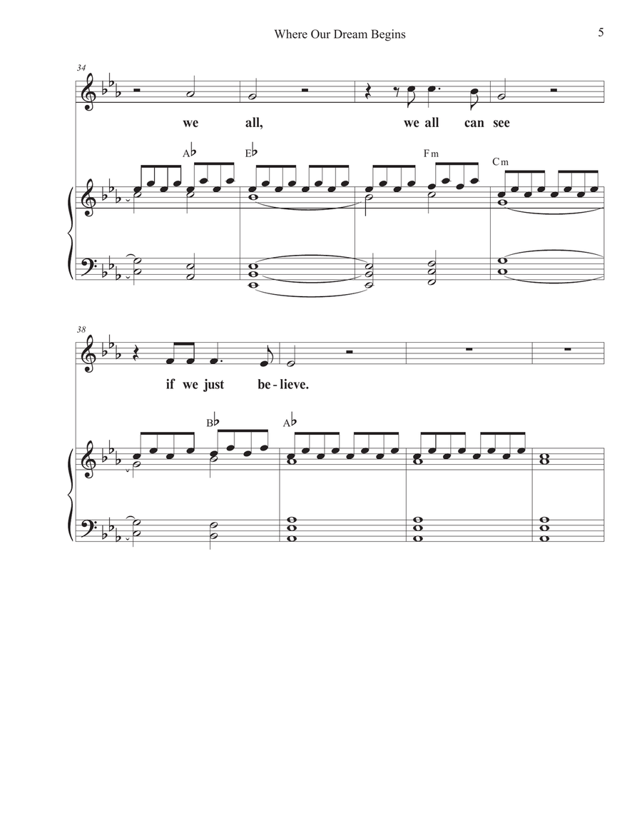 Where Our Dreams Begin Unison Choir scores gallery preview page 5