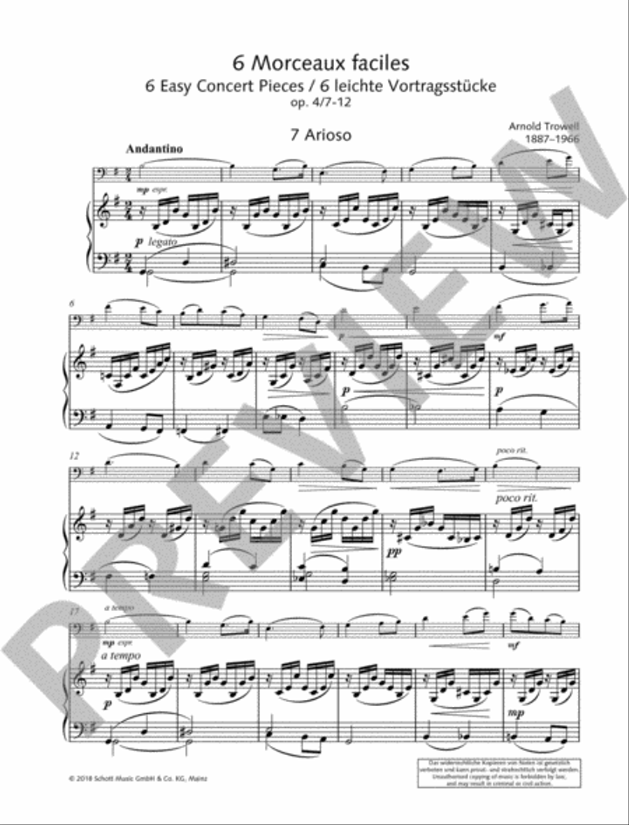 6 Easy Concert Pieces, Op. 4, 7-10 Piano Accompaniment scores gallery preview page 2