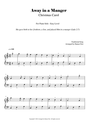 Away In a Manger - Christmas Carol [for Piano Solo / Easy Level]
