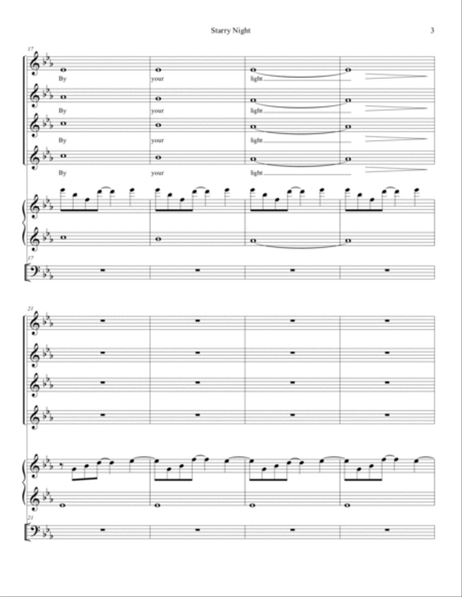 Starry Night - SSAA - 4-Part - Vocal Group - Piano - Cello SSAA scores gallery preview page 4