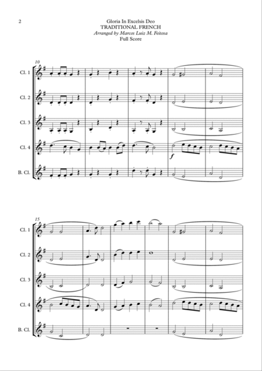 Gloria In Excelsis Deo - Clarinet Quintet Clarinet Quintet scores gallery preview page 4