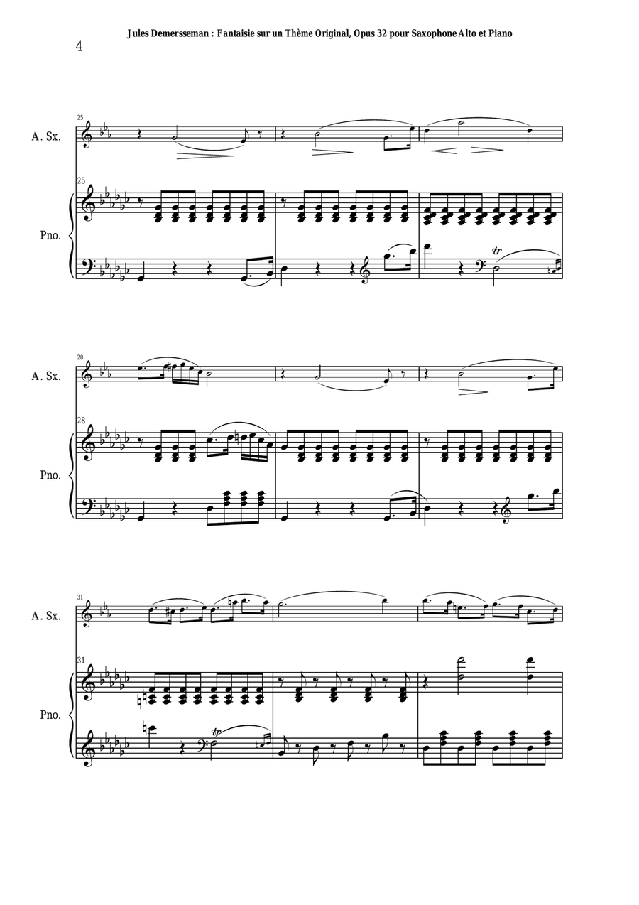 Jules Demersseman : Fantaisie, opus 32 for alto saxophone and piano Woodwind Duet scores gallery preview page 4