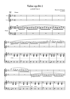"Valse op.64-1" (Esdur) piano trio / Flute & Violin (1st edition)