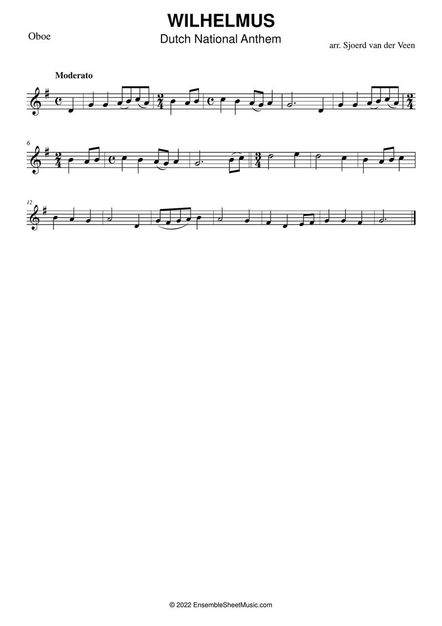 Wilhelmus | Dutch National Anthem Woodwind Quintet scores gallery preview page 2