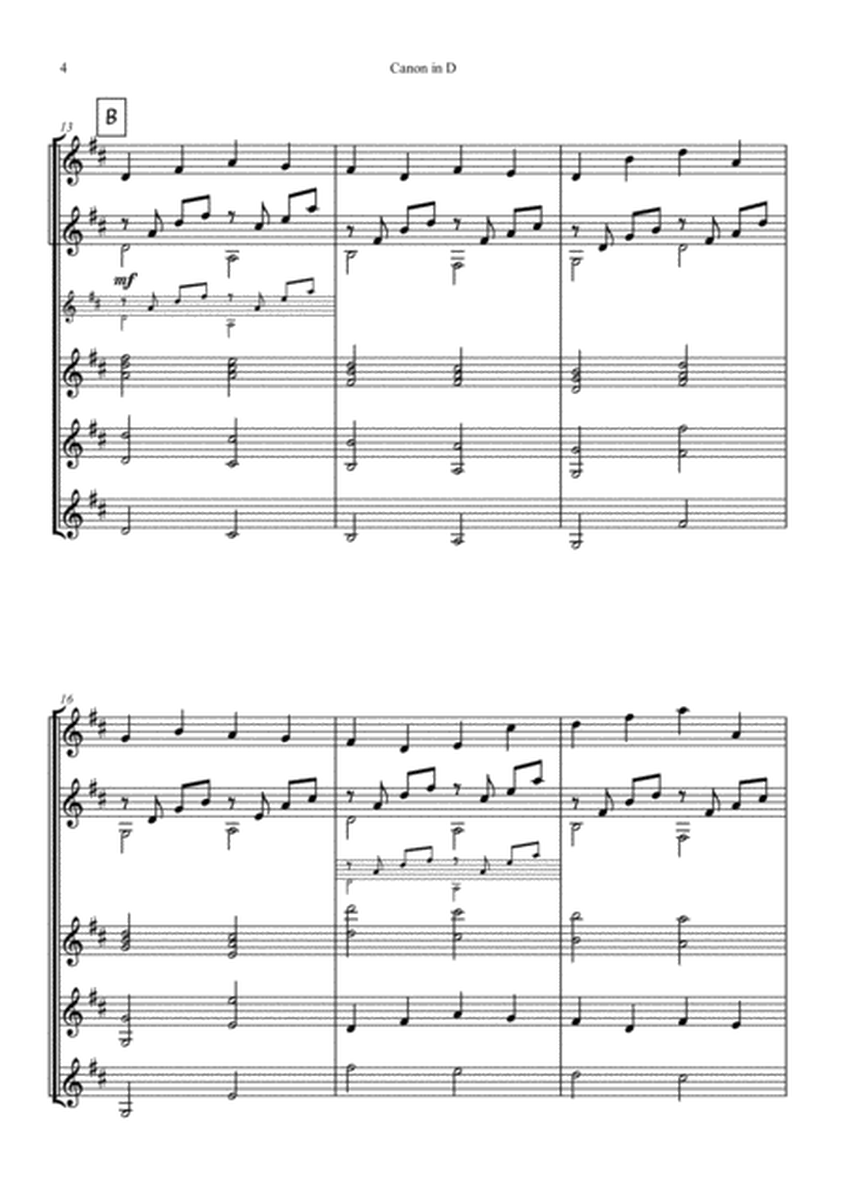 Canon in D for guitar quartet or ensemble with Tablature - Pachelbel image number null