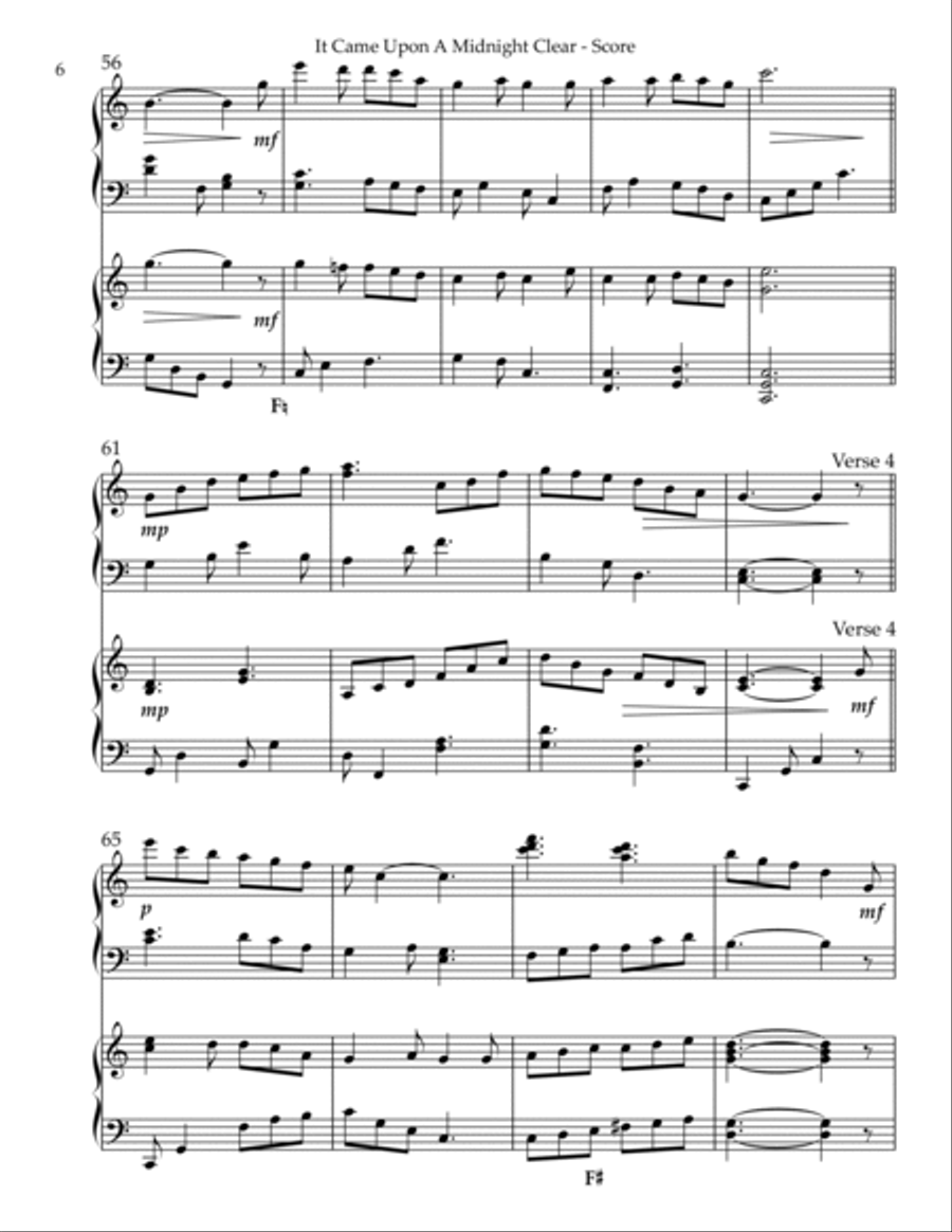 It Came Upon A Midnight Clear, Harp Duet - Key of C Pedal Harp scores gallery preview page 6
