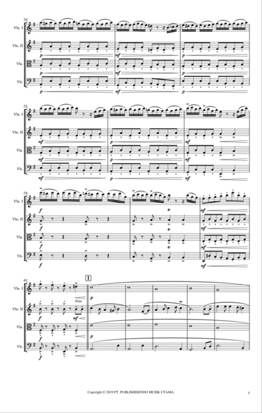 Selamat Hari Lebaran String Quartet scores gallery preview page 5