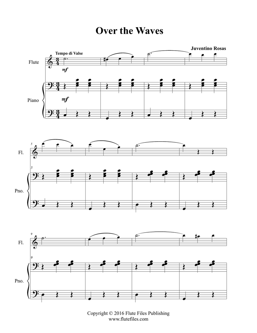 Over the Waves - Flute Solo Chamber Music scores gallery preview page 3