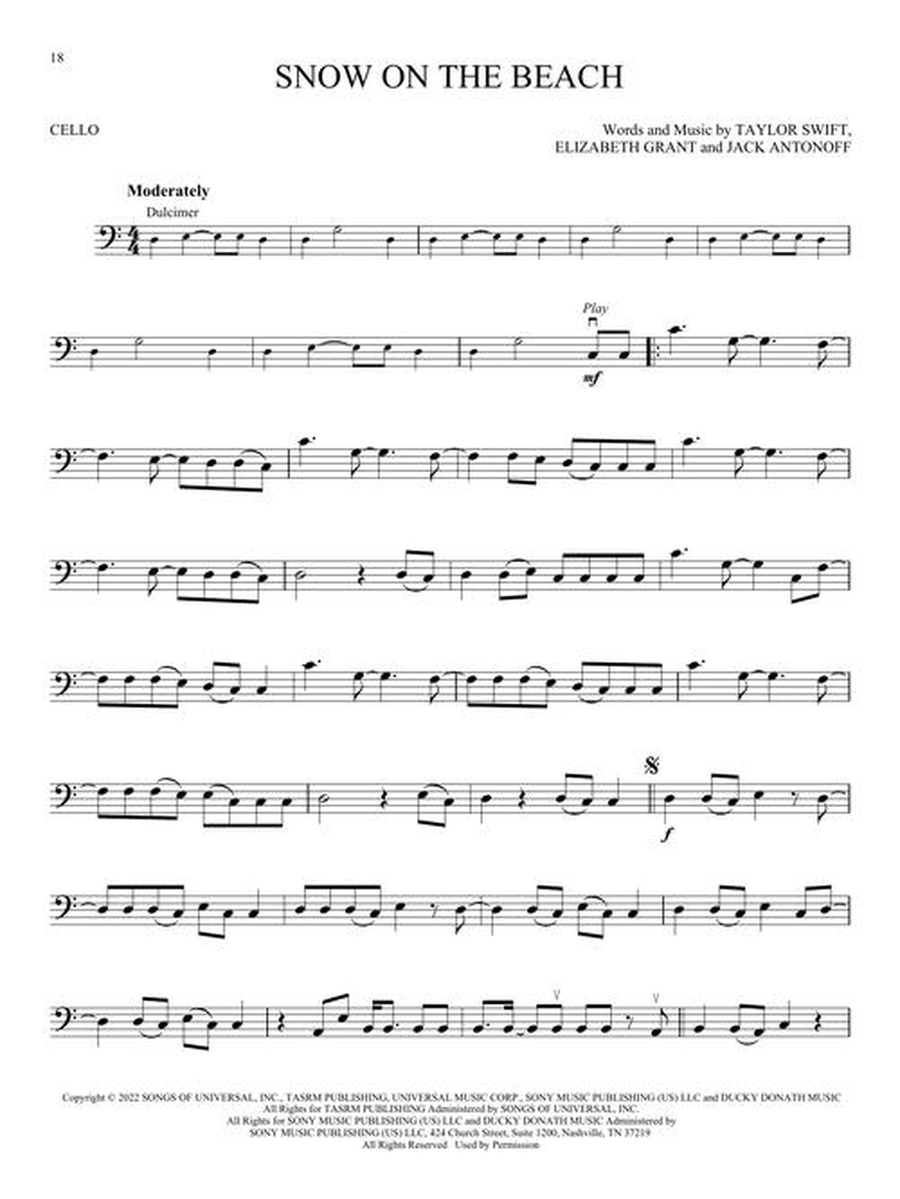 Taylor Swift – Selections from Midnights & The Tortured Poets Department Cello scores gallery preview page 6