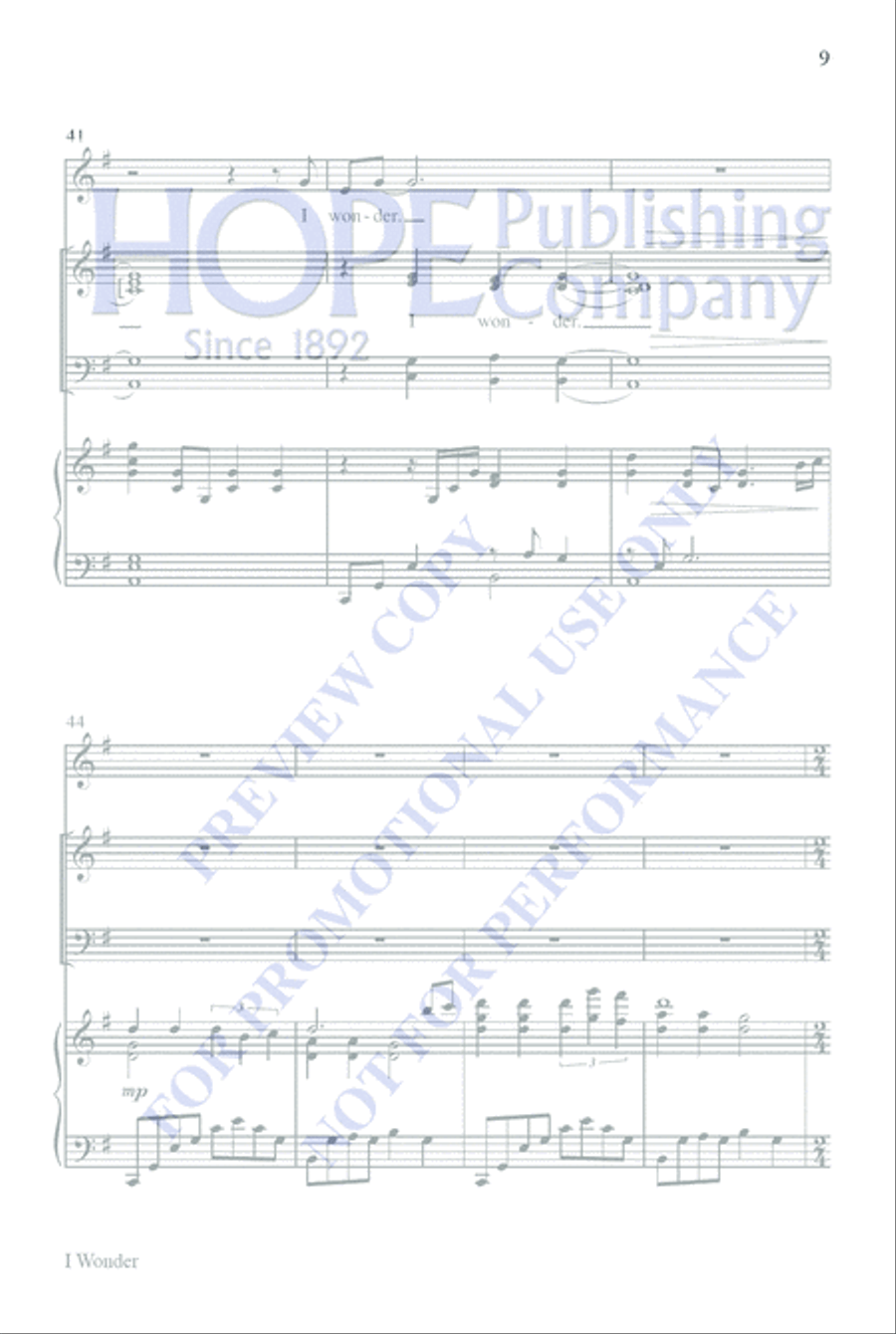 I Wonder Unison Choir scores gallery preview page 9