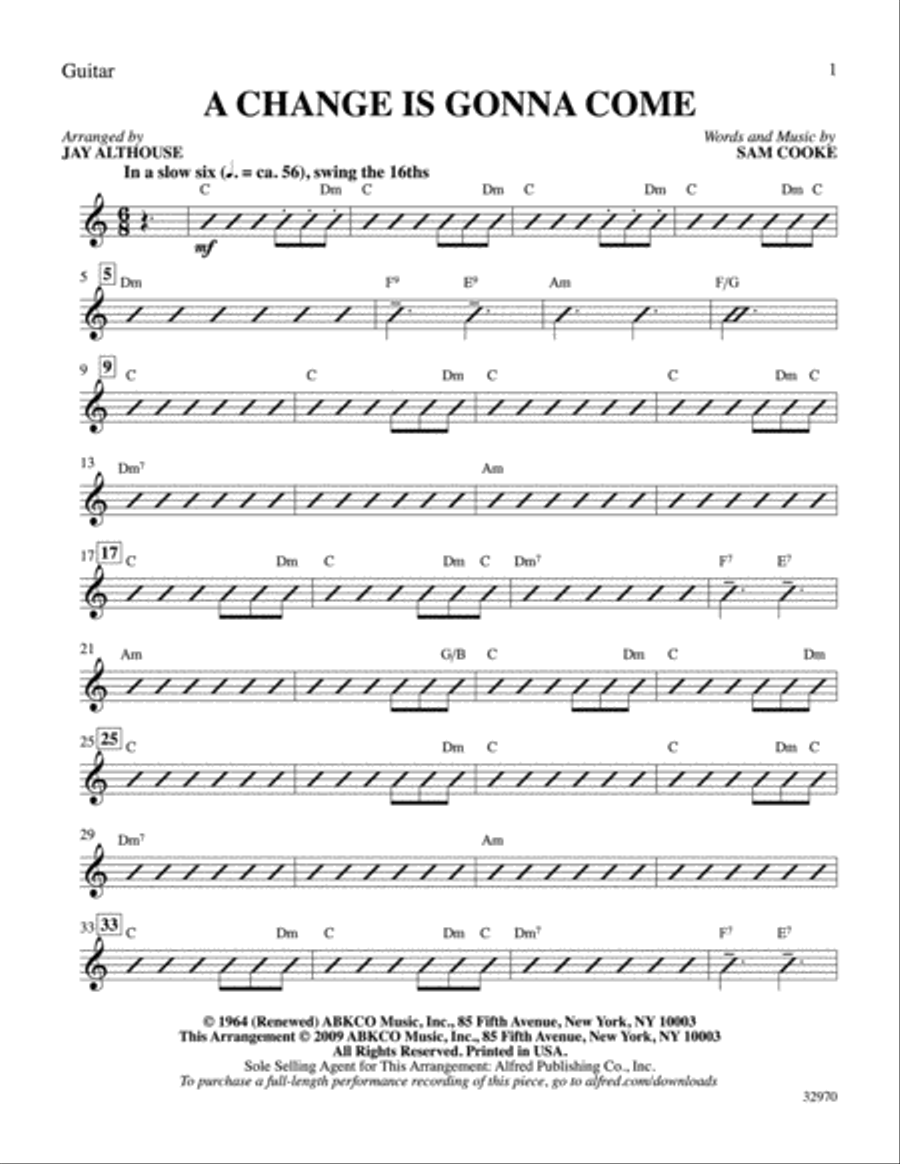 A Change Is Gonna Come: Guitar Guitar scores gallery preview page 1