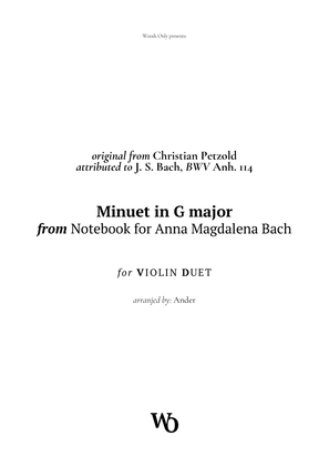 Minuet in G major by Bach for Violin Duet