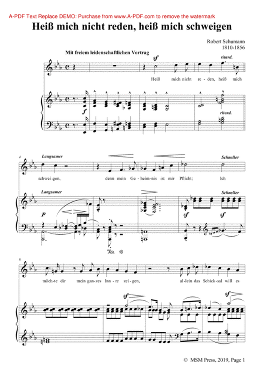 Schumann-Heiß mich nicht reden,heiß mich schweigen,Op.98a No.5 in c minor