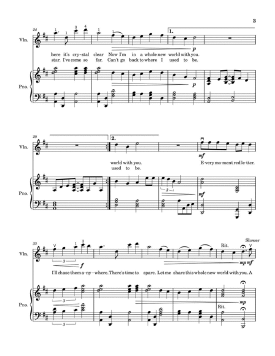 A Whole New World Violin Solo scores gallery preview page 4