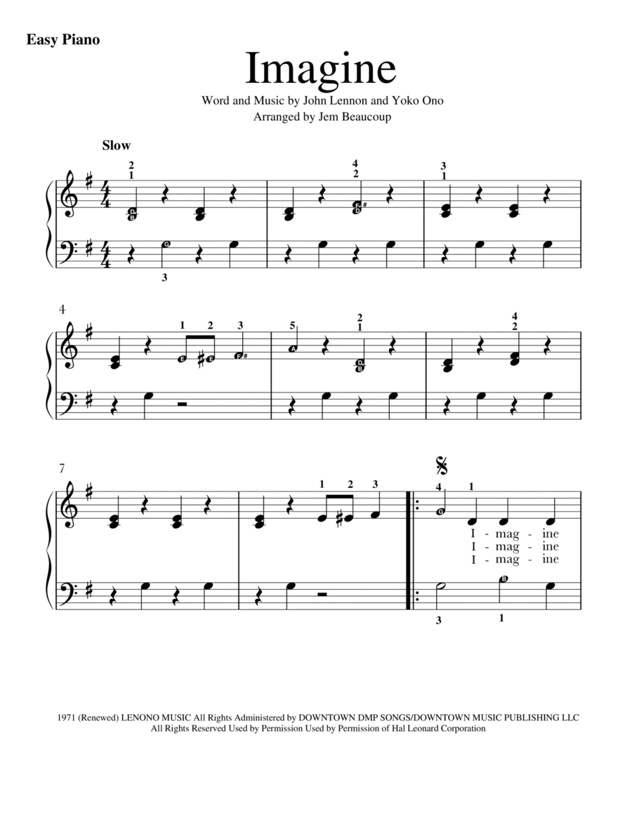Imagine Easy Piano scores gallery preview page 1