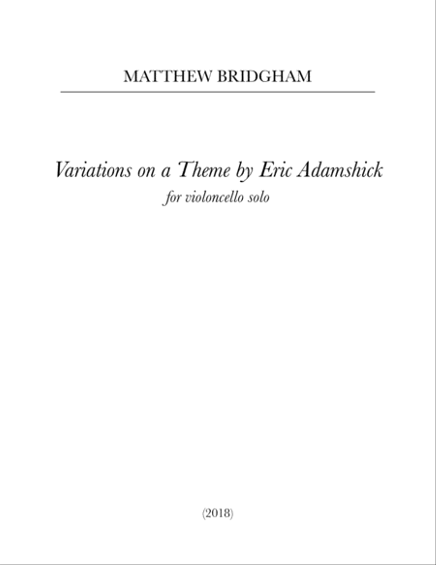 Variations on a Theme by Eric Adamshick (2018) Cello Solo scores gallery preview page 1