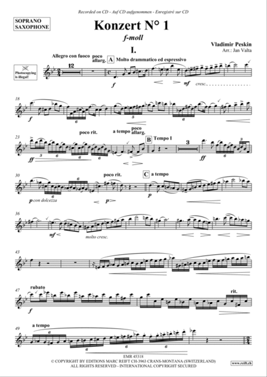 Konzert No. 1 f-moll Konzert No. 1 f-moll Soprano Saxophone scores gallery preview page 2