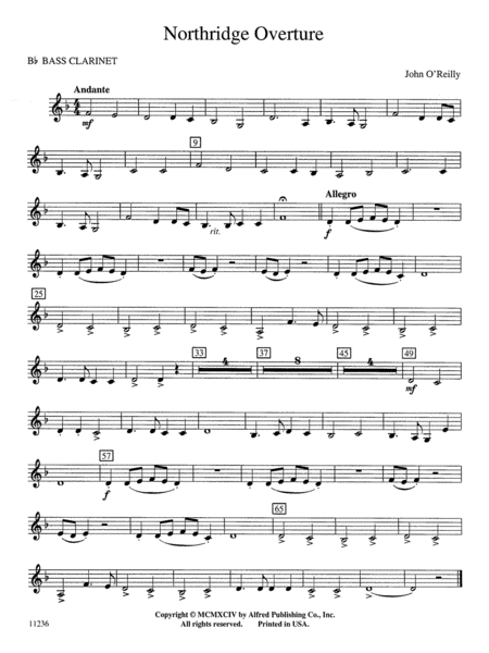 Northridge Overture: B-flat Bass Clarinet