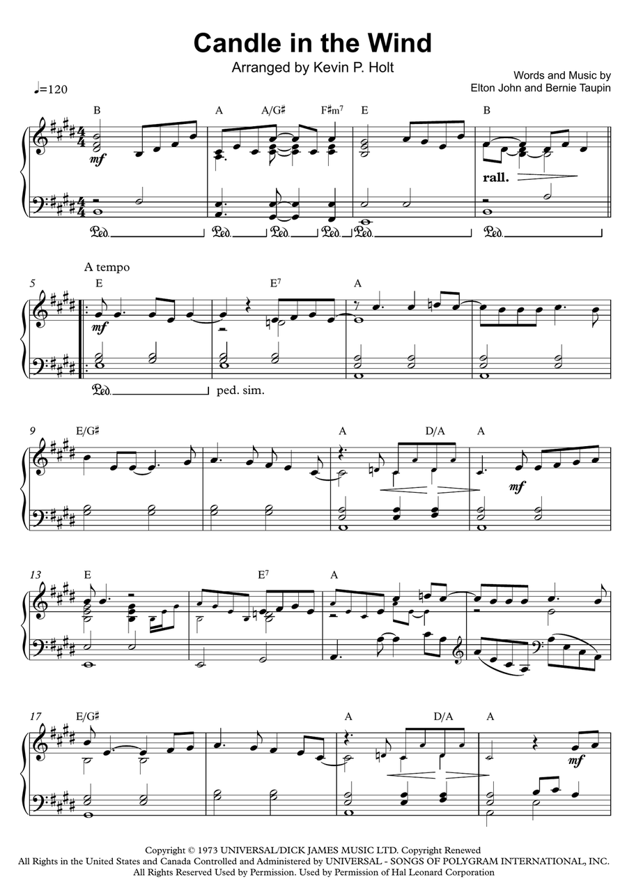 Candle In The Wind Piano Solo scores gallery preview page 1