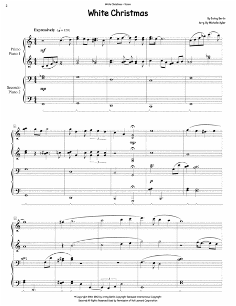 White Christmas 1 Piano, 4-Hands scores gallery preview page 2