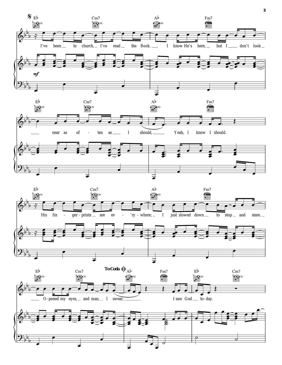 I Saw God Today I Saw God Today Piano, Vocal, Guitar scores gallery preview page 3