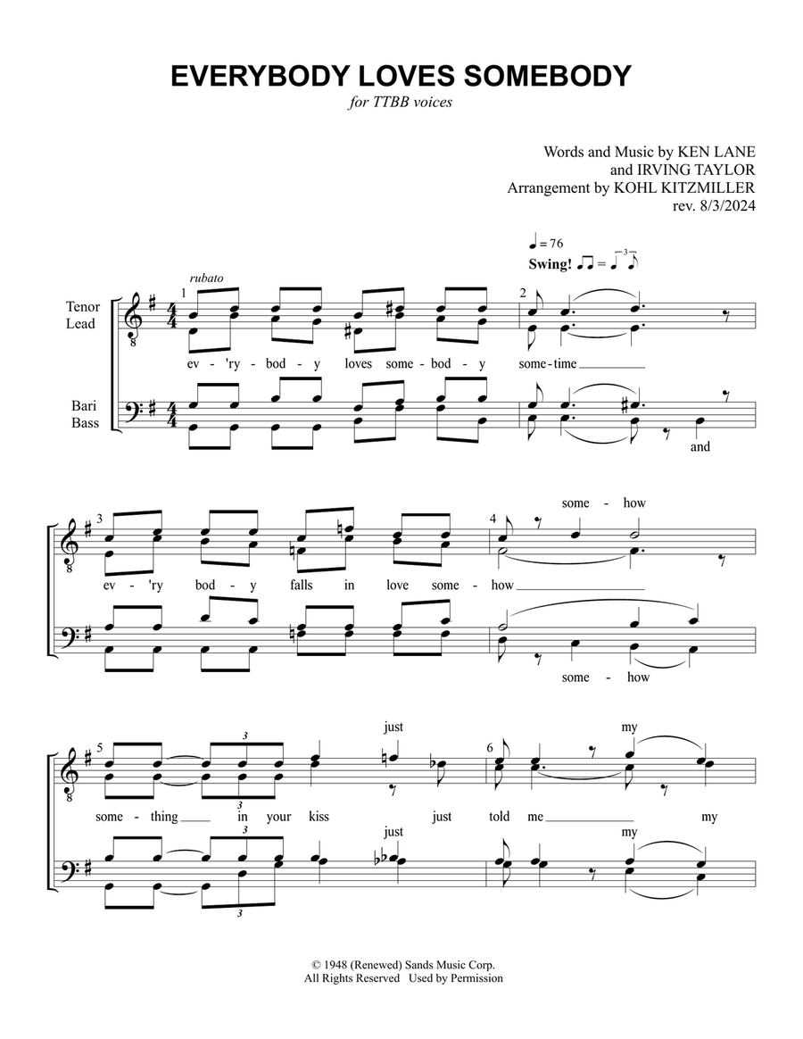 Everybody Loves Somebody TTBB scores gallery preview page 2