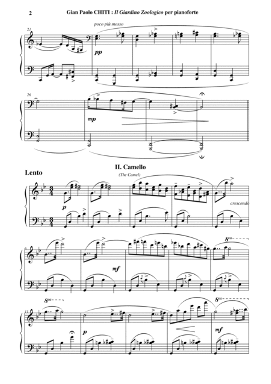 Gian Paolo Chiti : Il Giardino Zoologico for piano (Intermediate level) Piano Solo scores gallery preview page 3