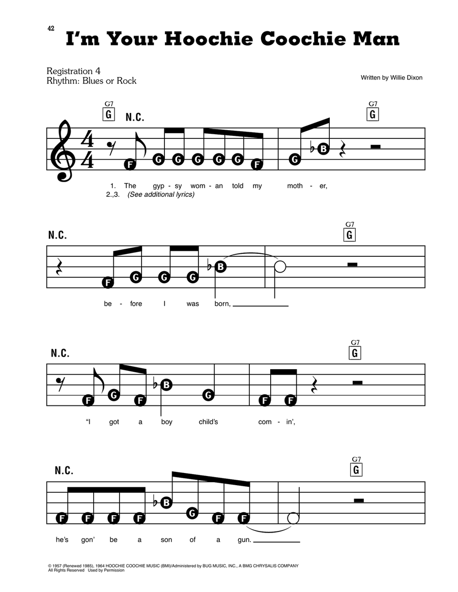 I'm Your Hoochie Coochie Man Electronic Keyboard scores gallery preview page 1