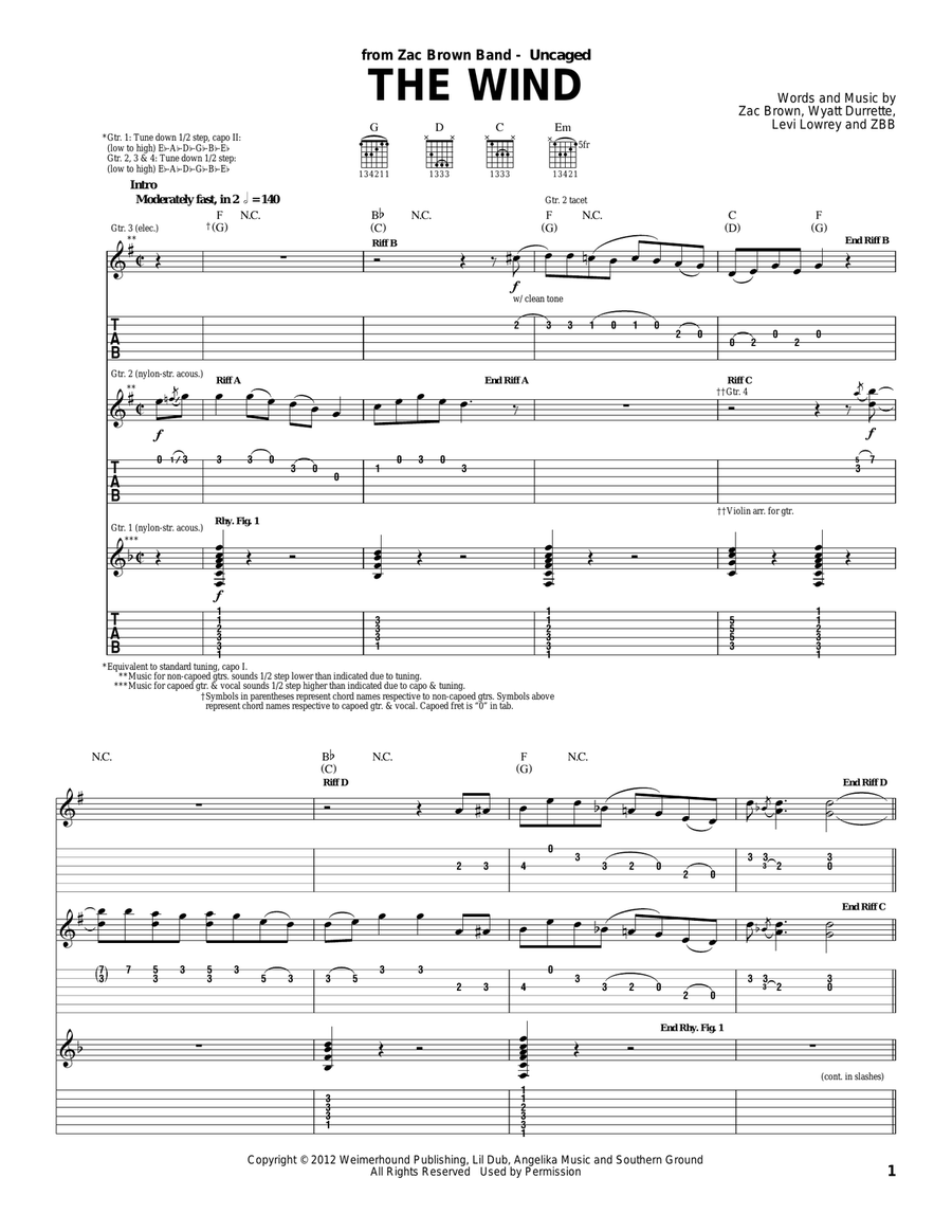 The Wind Acoustic Guitar scores gallery preview page 1