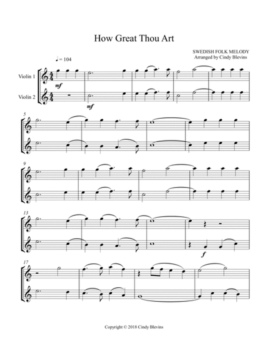 How Great Thou Art, for Violin Duet image number null