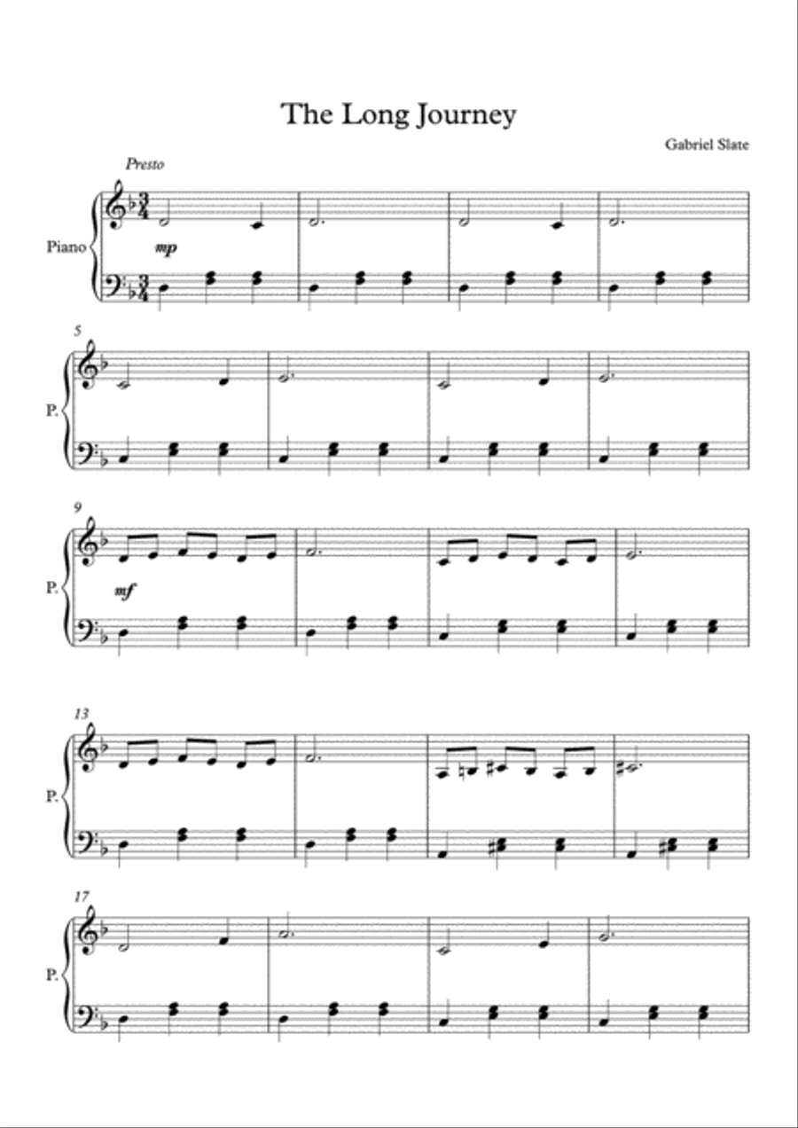 The Long Journey Piano Solo scores gallery preview page 1
