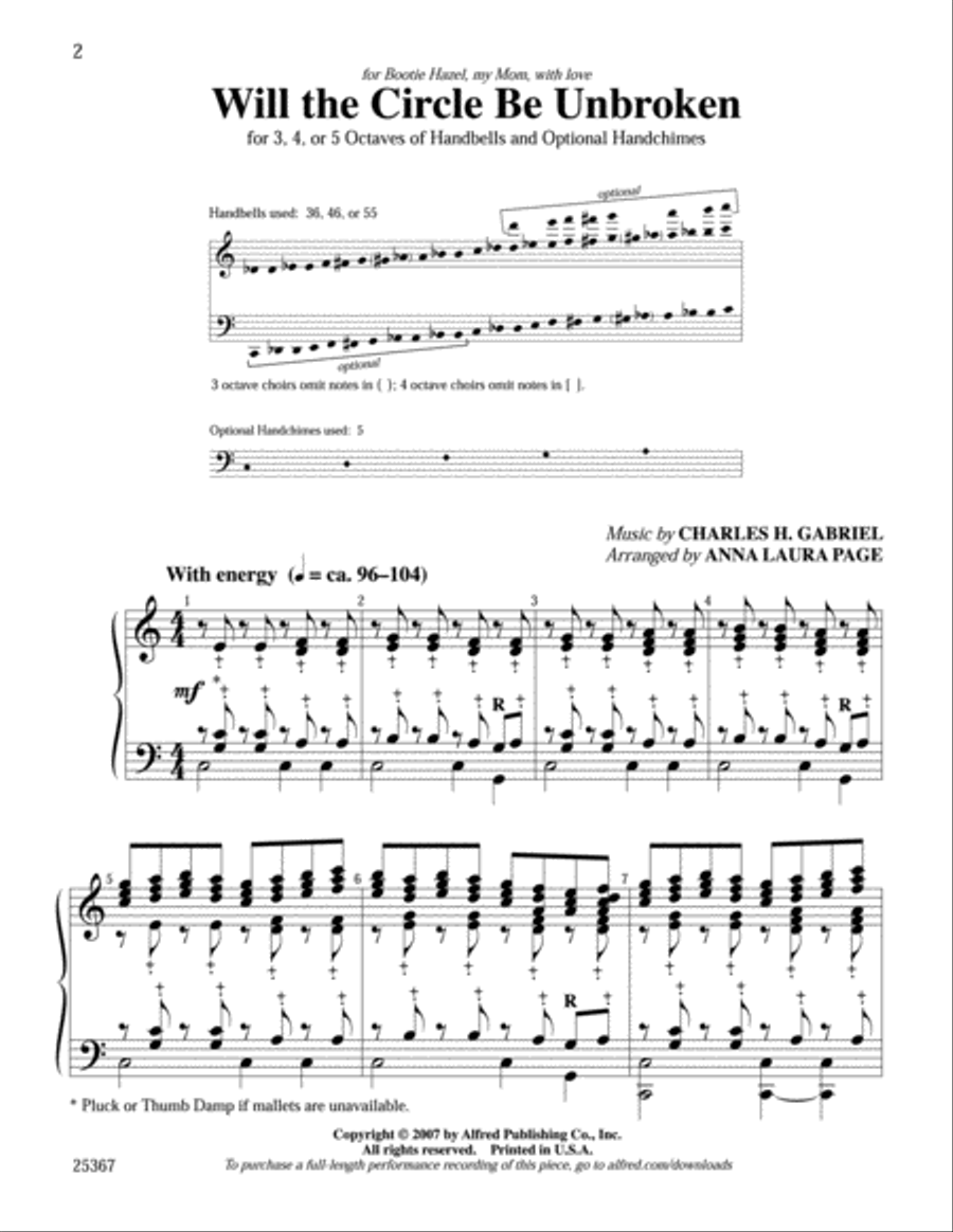 Will the Circle Be Unbroken? Handbell Choir scores gallery preview page 2