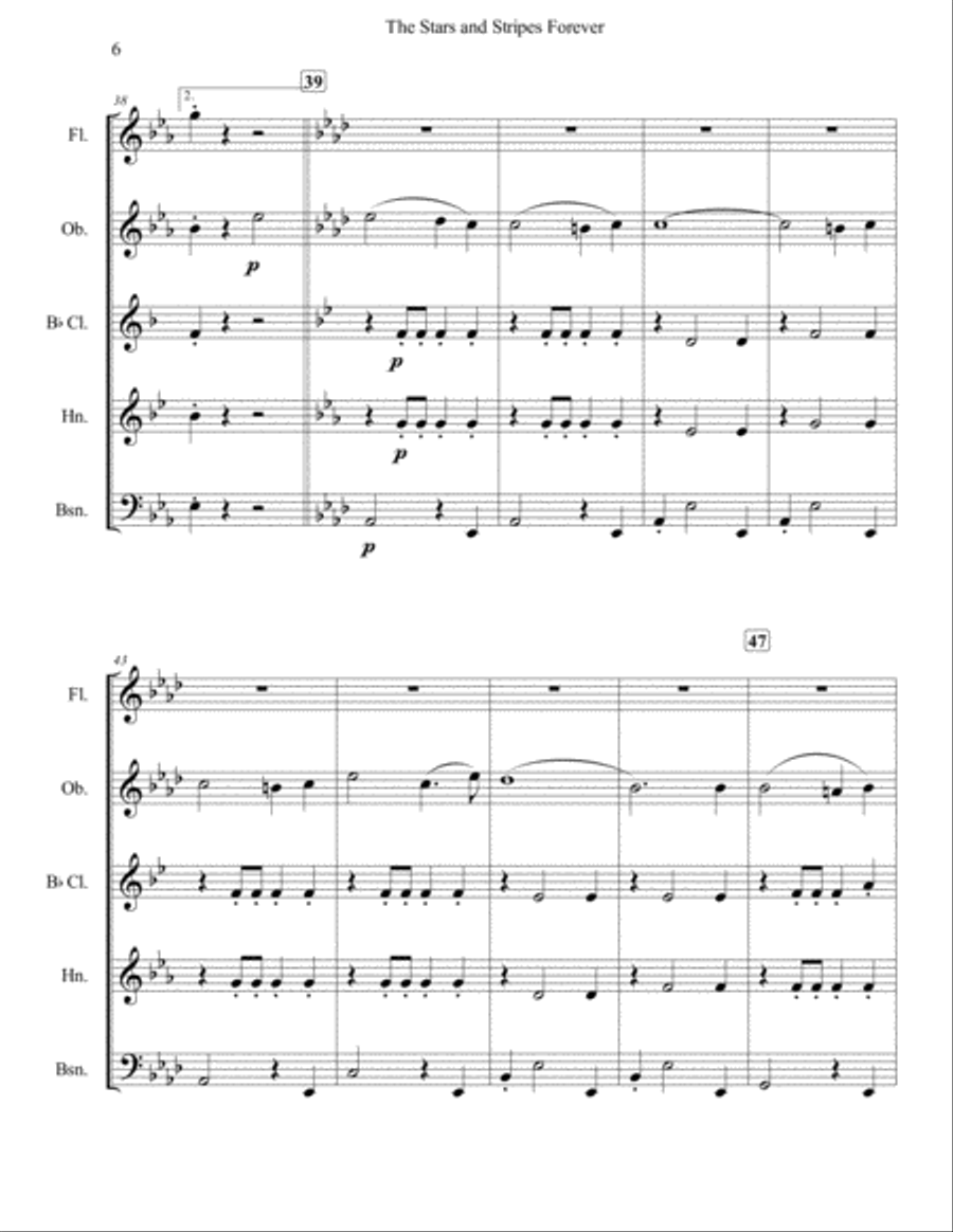 The Stars and Stripes Forever for Woodwind Quintet Woodwind Quintet scores gallery preview page 6