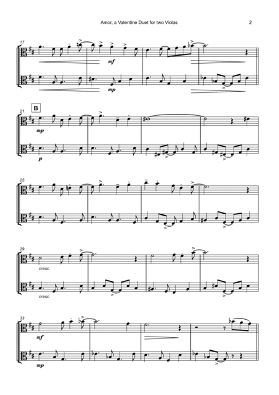 Amor, (Portuguese for Love), Viola Duet String Duet scores gallery preview page 3