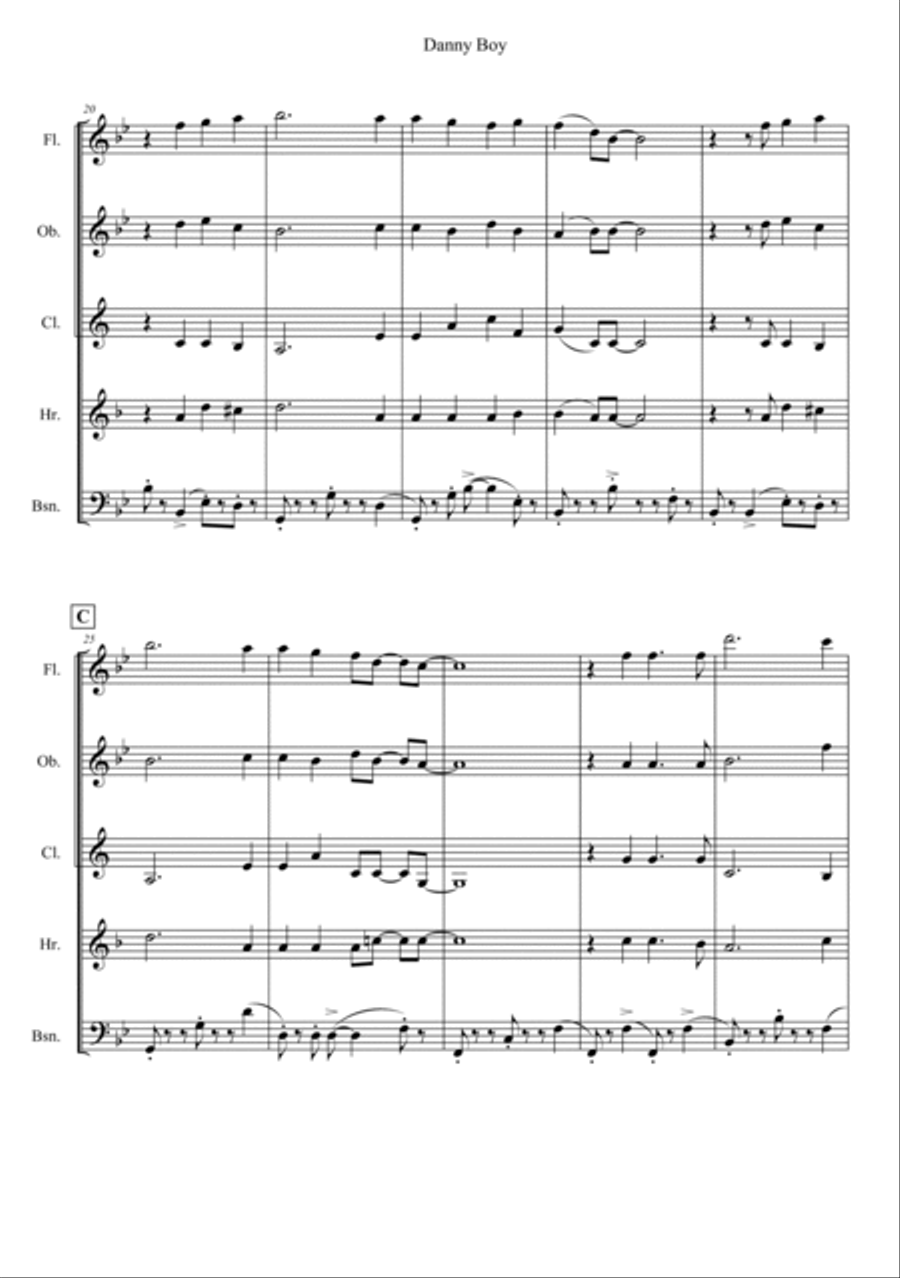 Danny Boy Danny Boy Woodwind Quintet scores gallery preview page 3