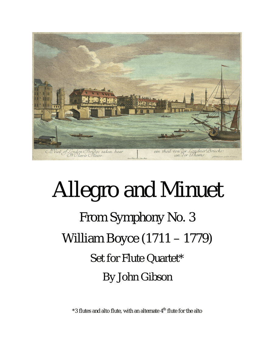 Allegro and Minuet for Flute Quartet Flute Quartet scores gallery preview page 1