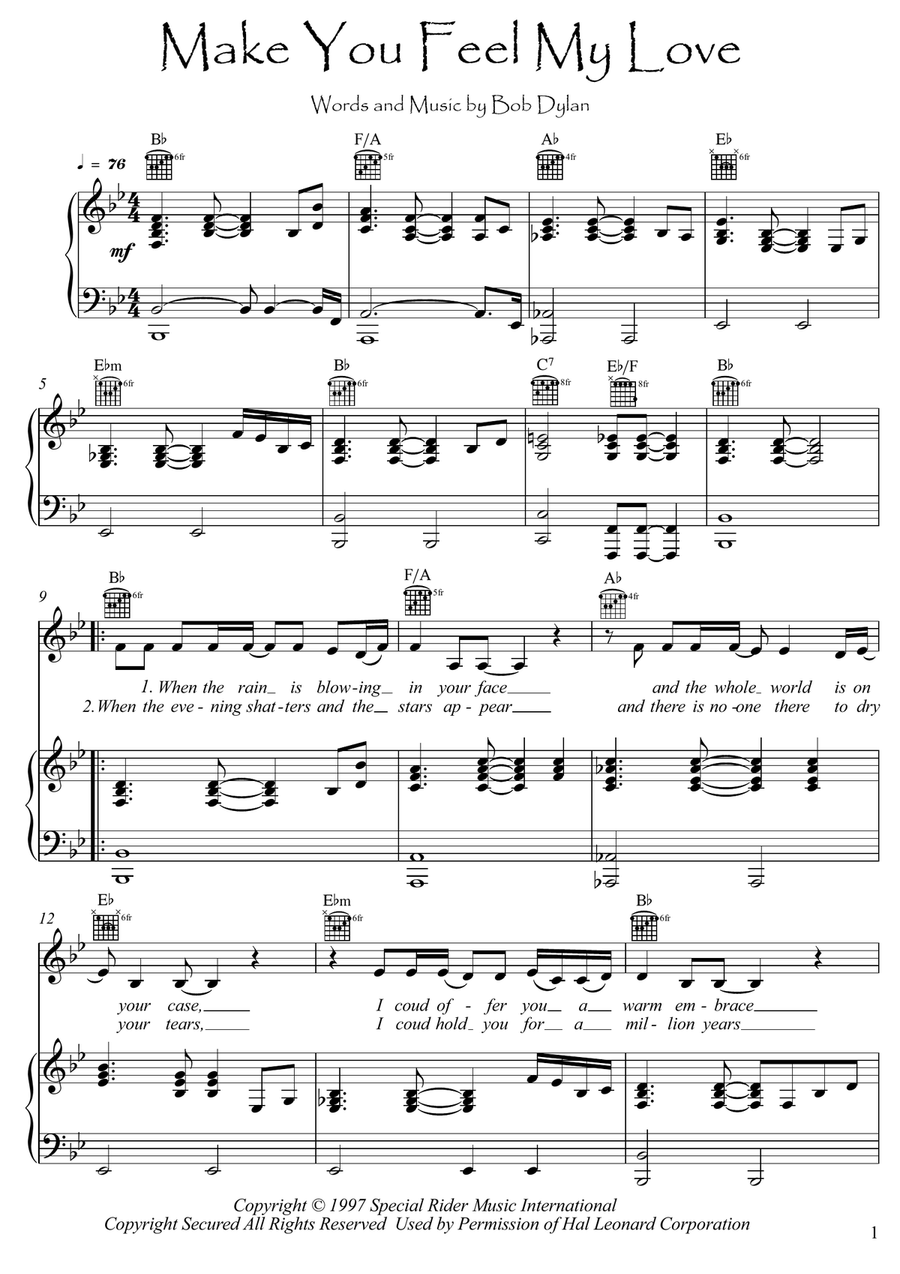 Make You Feel My Love Voice scores gallery preview page 1