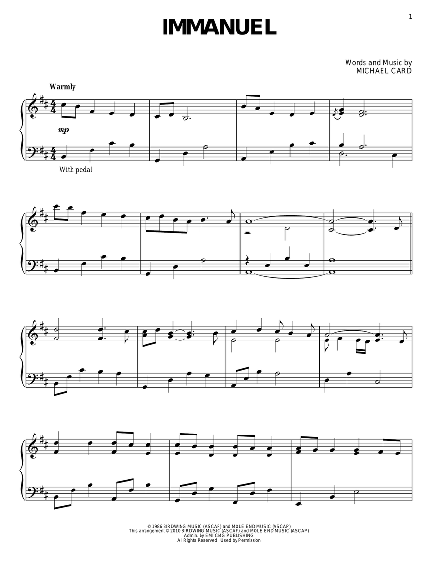 Immanuel Piano Solo scores gallery preview page 1