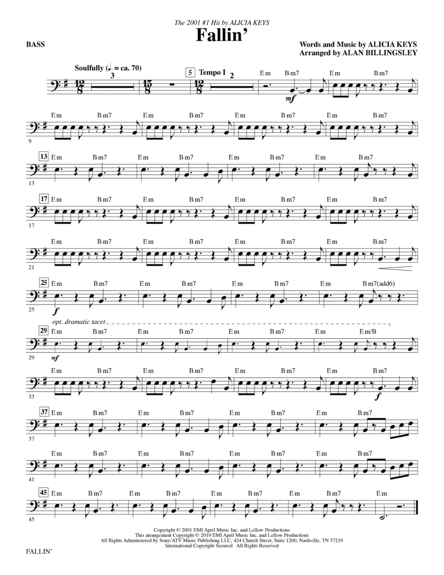 Fallin' (arr. Alan Billingsley) - Bass Choir scores gallery preview page 1