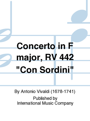 Book cover for Concerto In F Major, Rv 442 Con Sordini