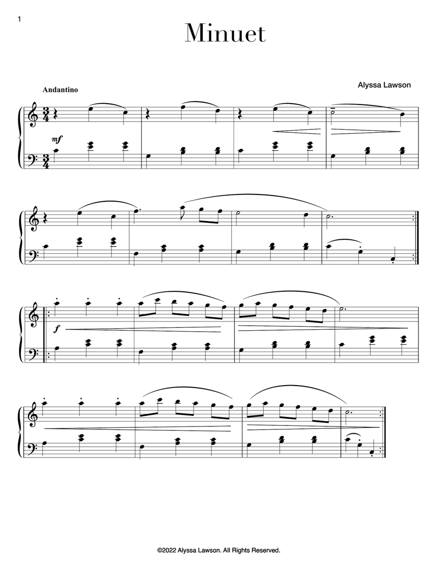 Minuet Minuet Piano Method scores gallery preview page 1
