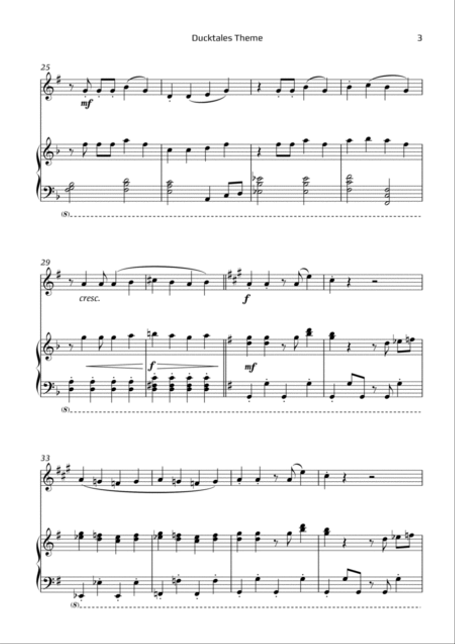Ducktales Theme B-Flat Trumpet scores gallery preview page 3