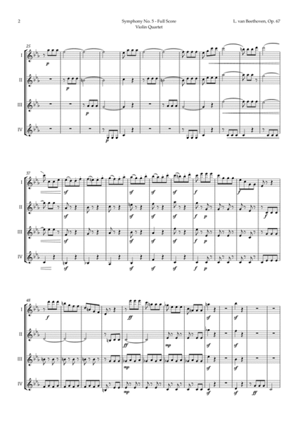 Symphony No. 5 by Beethoven for Violin Quartet image number null