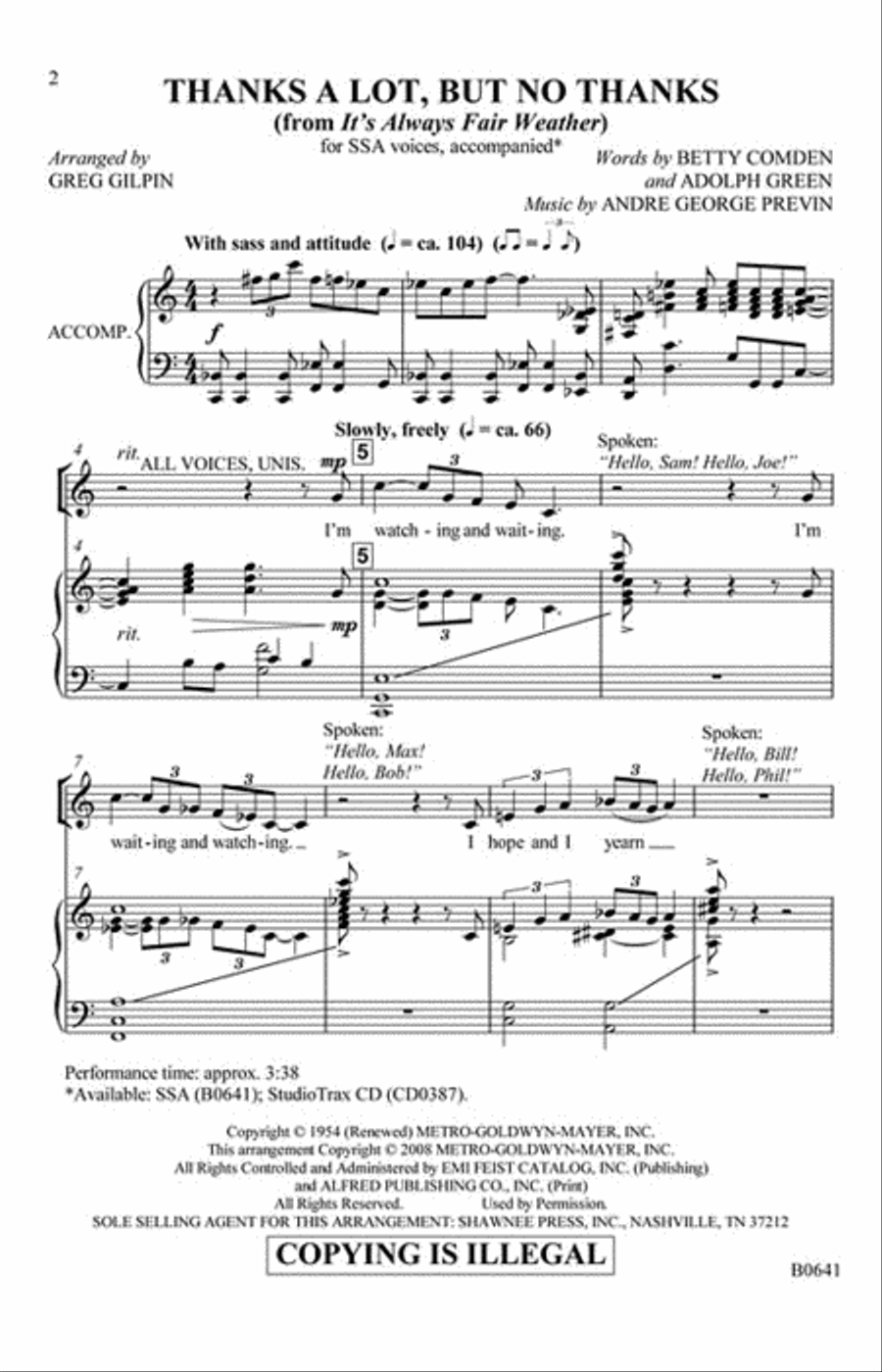 Thanks a Lot, But No Thanks SSA scores gallery preview page 2