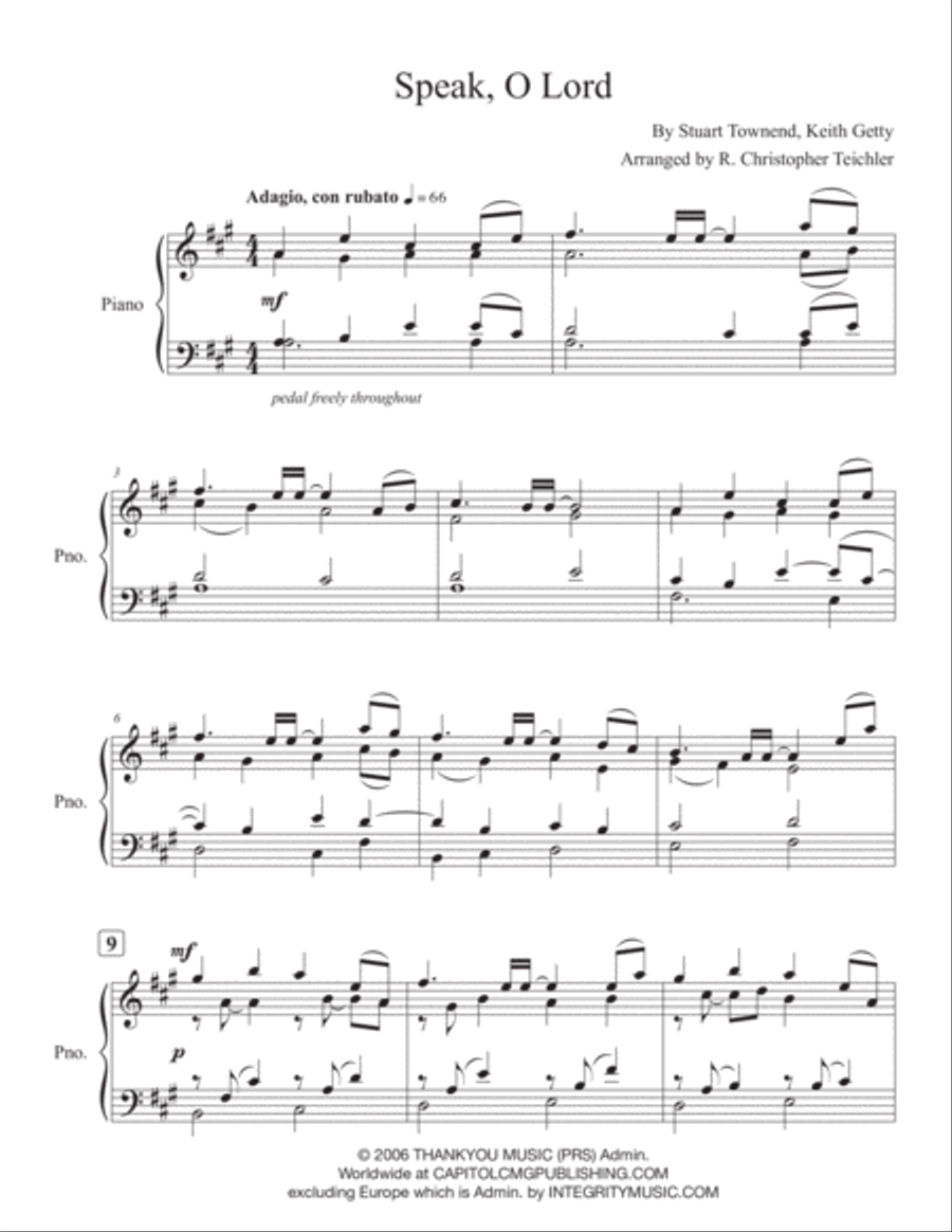 Speak O Lord Speak O Lord Piano Solo scores gallery preview page 3