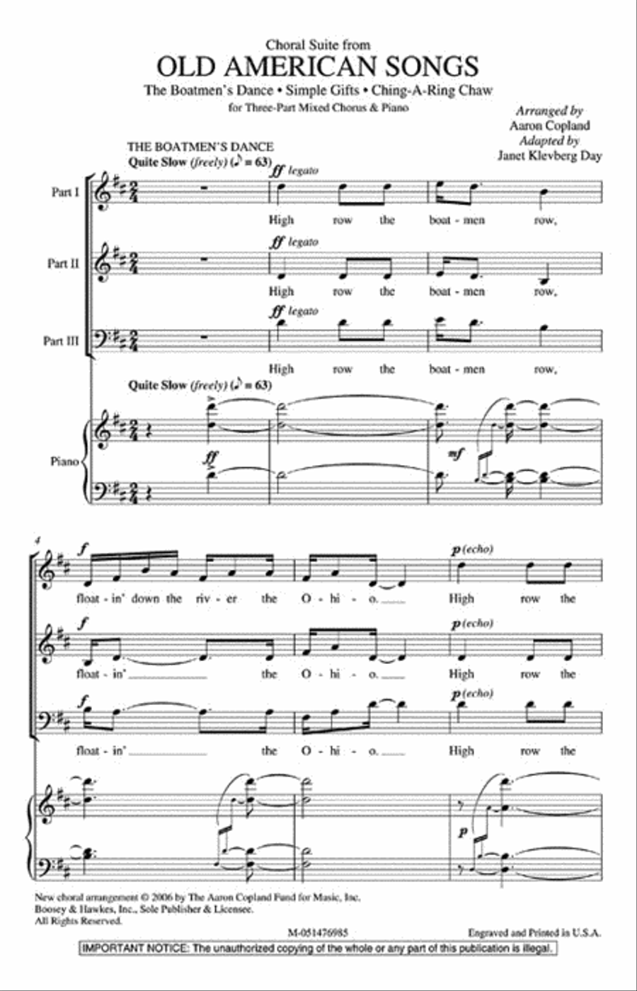 Old American Songs (Choral Suite) 3-Part scores gallery preview page 2